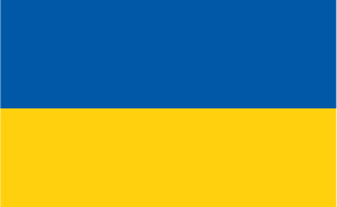 Le drapeau de l'Ukraine : une bande bleue et une bande jaune horizontales.